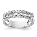 14K White Gold Polished Diamond Double Band Fashion Ring