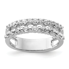 14K White Gold Polished Diamond Double Band Fashion Ring