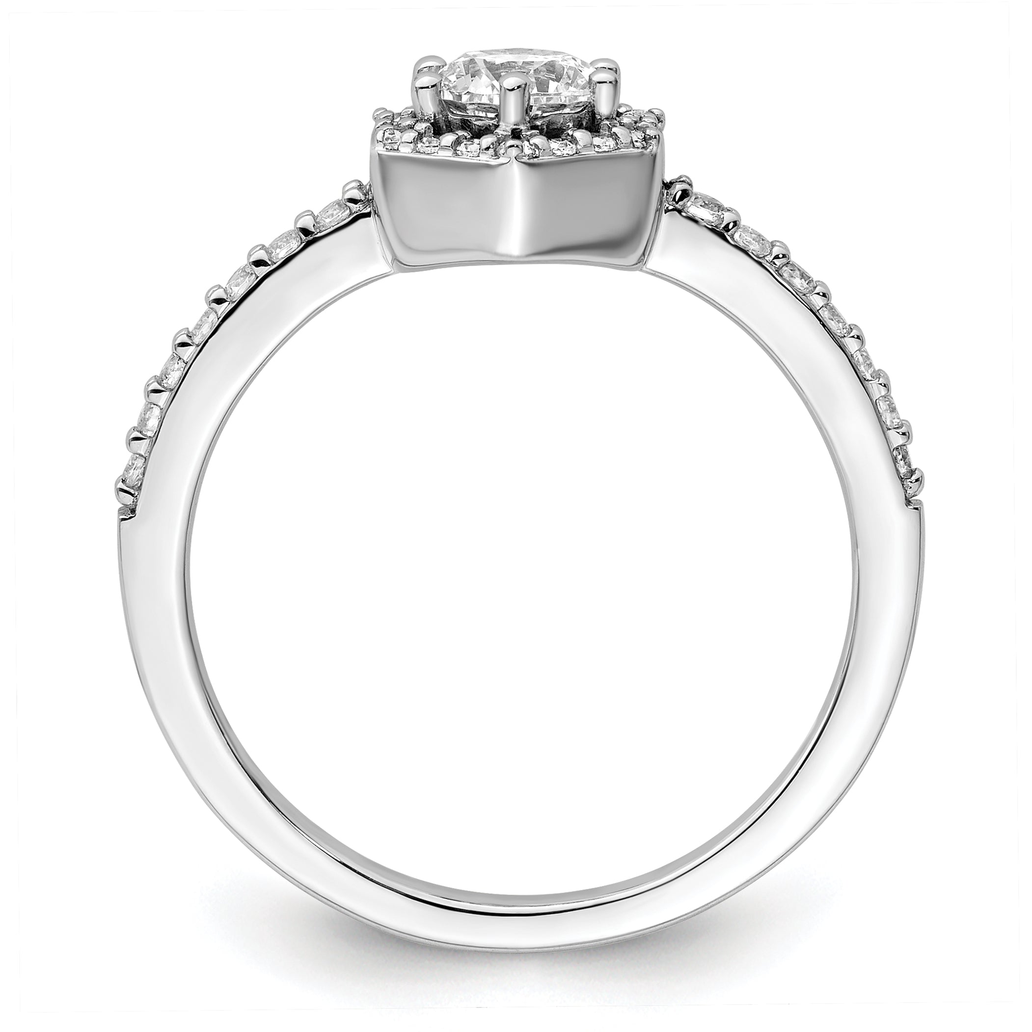 14k White Gold 5/8 carat Lab Grown Diamond VS/SI+ G+ Round Complete Geometric Halo Engagement Ring