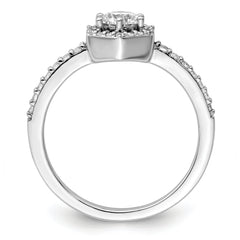 14k White Gold 5/8 carat Lab Grown Diamond VS/SI+ G+ Round Complete Geometric Halo Engagement Ring