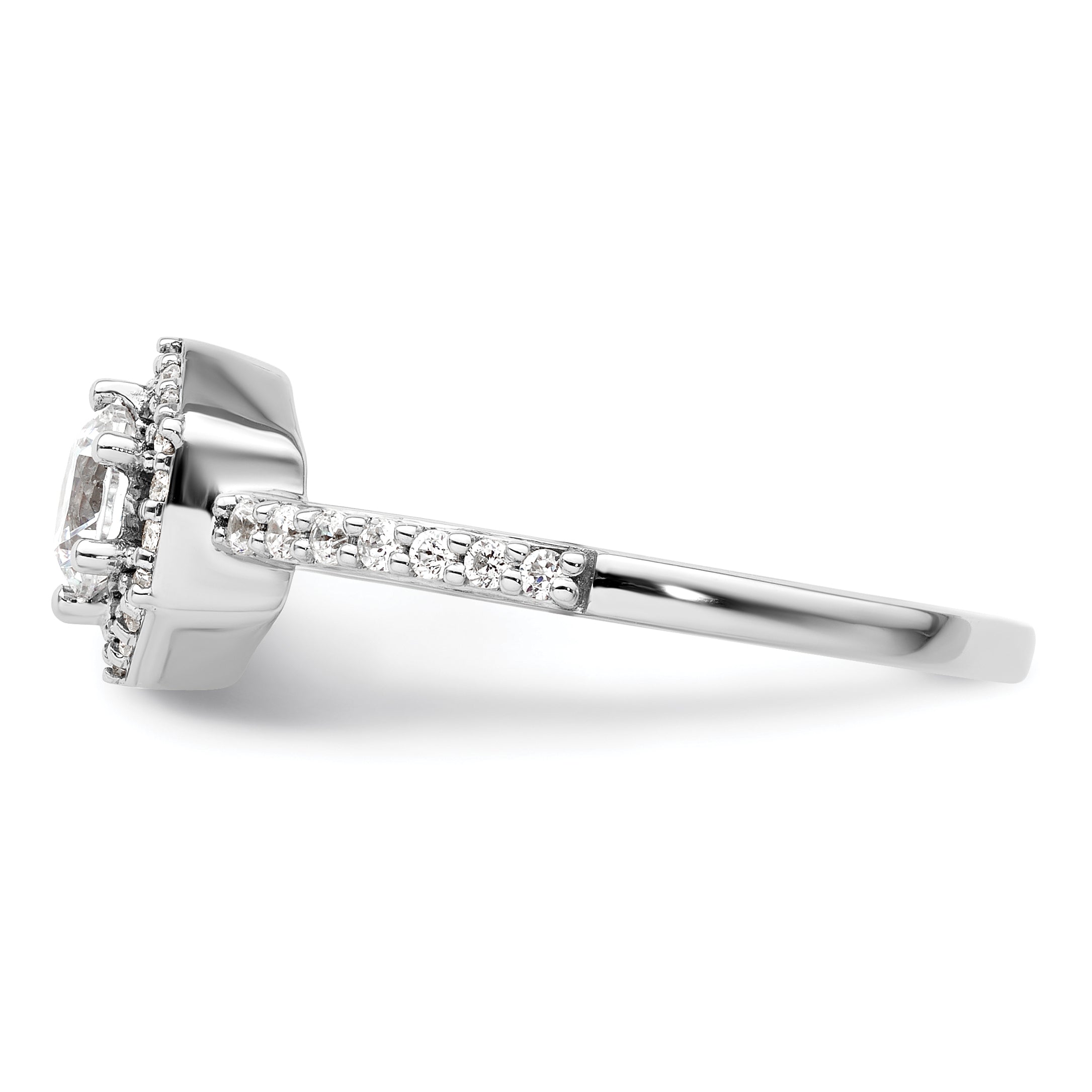 14k White Gold 5/8 carat Lab Grown Diamond VS/SI+ G+ Round Complete Geometric Halo Engagement Ring