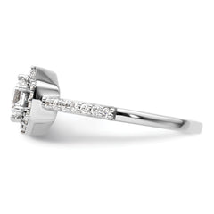 14k White Gold 5/8 carat Lab Grown Diamond VS/SI+ G+ Round Complete Geometric Halo Engagement Ring