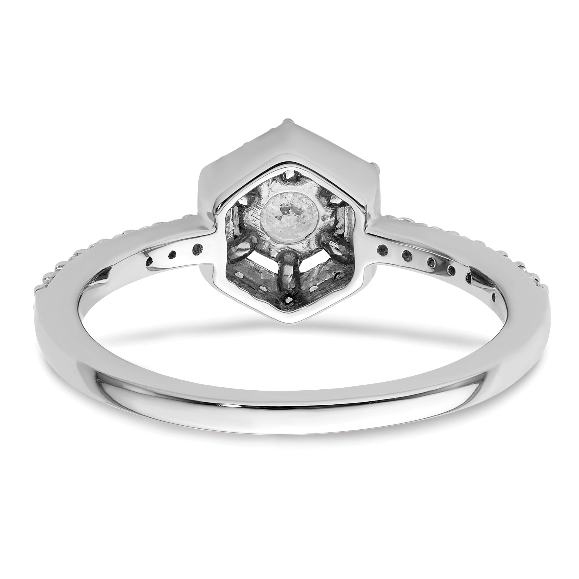 14k White Gold 5/8 carat Lab Grown Diamond VS/SI+ G+ Round Complete Geometric Halo Engagement Ring