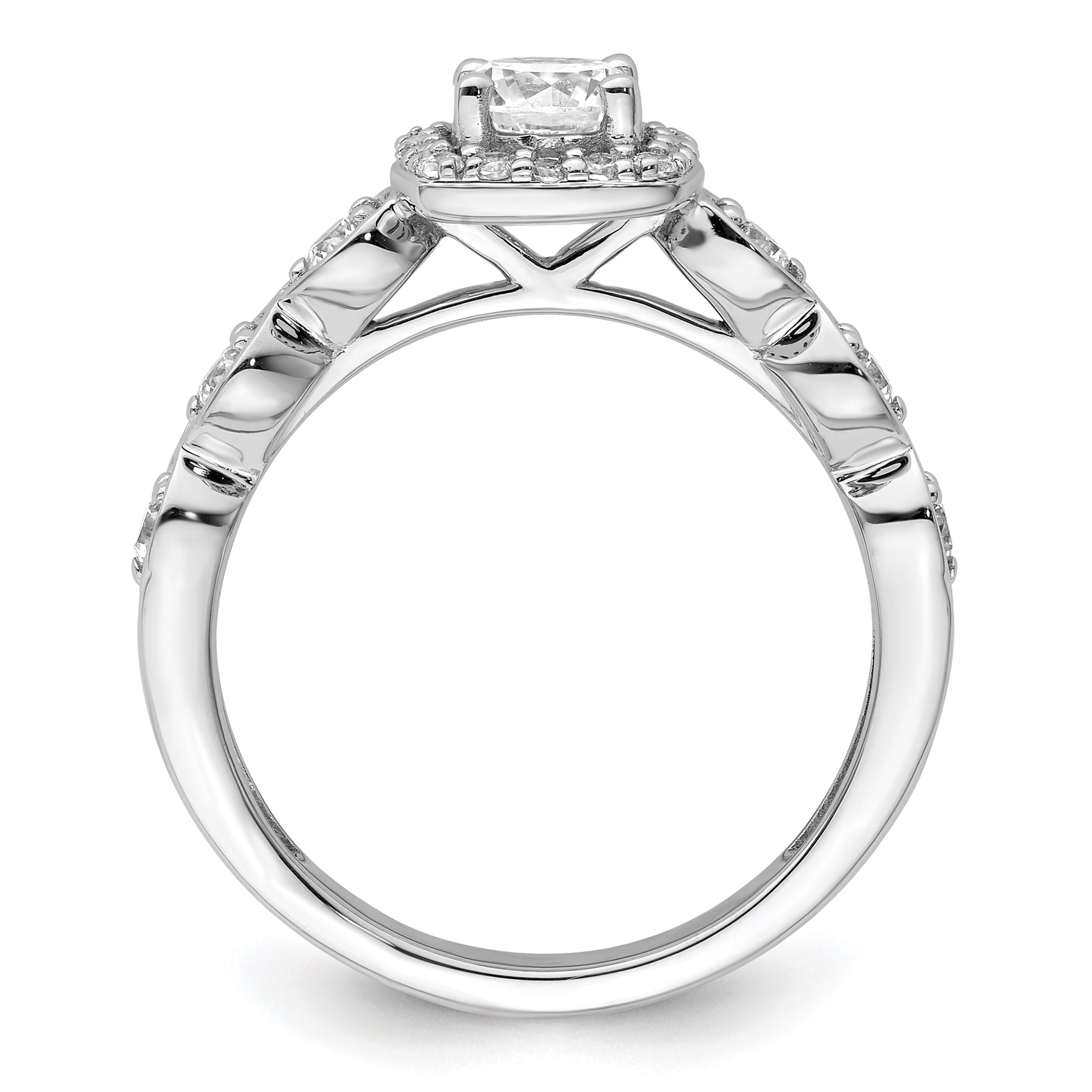 14k White Gold 7/8 carat Lab Grown Diamond VS/SI+ G+ Round Complete Halo Engagement Ring