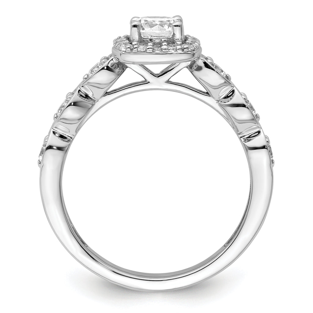 14k White Gold 7/8 carat Lab Grown Diamond VS/SI+ G+ Round Complete Halo Engagement Ring