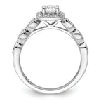 14k White Gold 7/8 carat Lab Grown Diamond VS/SI+ G+ Round Complete Halo Engagement Ring