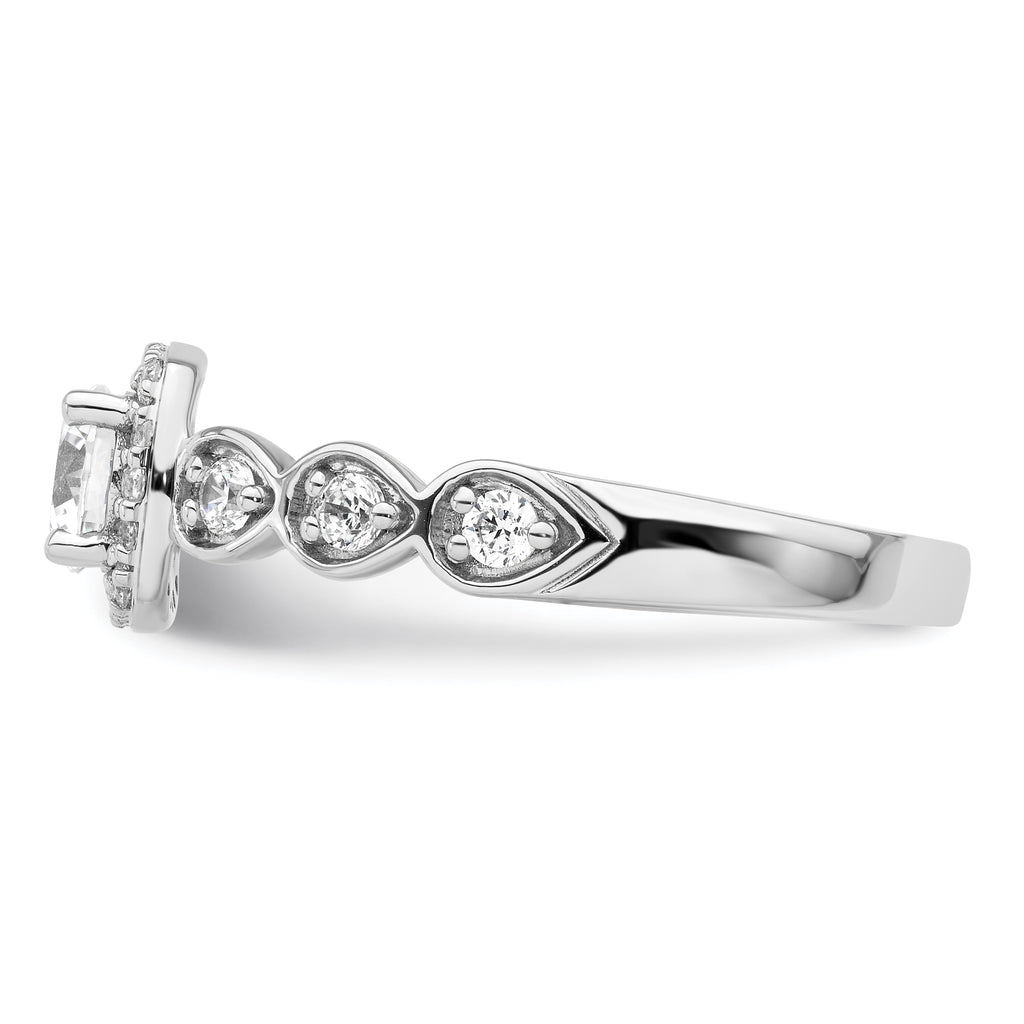 14k White Gold 7/8 carat Lab Grown Diamond VS/SI+ G+ Round Complete Halo Engagement Ring