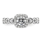 14k White Gold 7/8 carat Lab Grown Diamond VS/SI+ G+ Round Complete Halo Engagement Ring