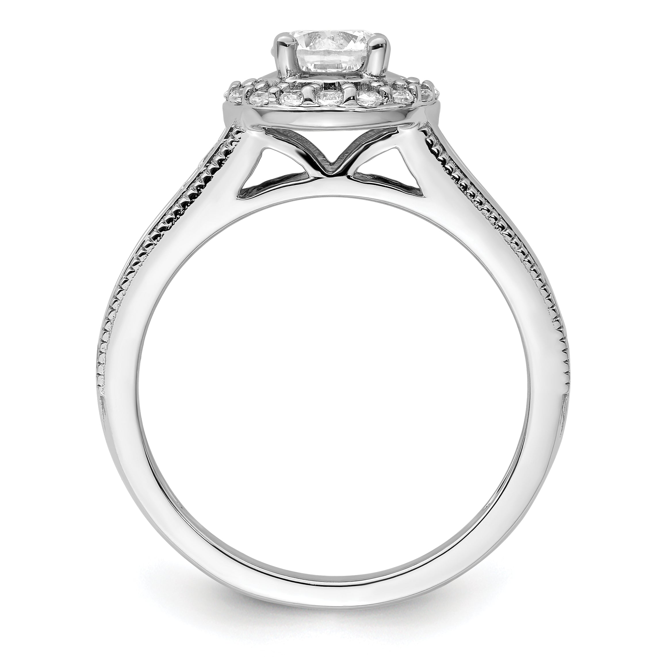 14k White Gold 1 carat Lab Grown Diamond VS/SI+ G+ Round Complete Halo Engagement Ring Secondary image