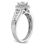 14k White Gold 1 carat Lab Grown Diamond VS/SI+ G+ Round Complete Halo Engagement Ring