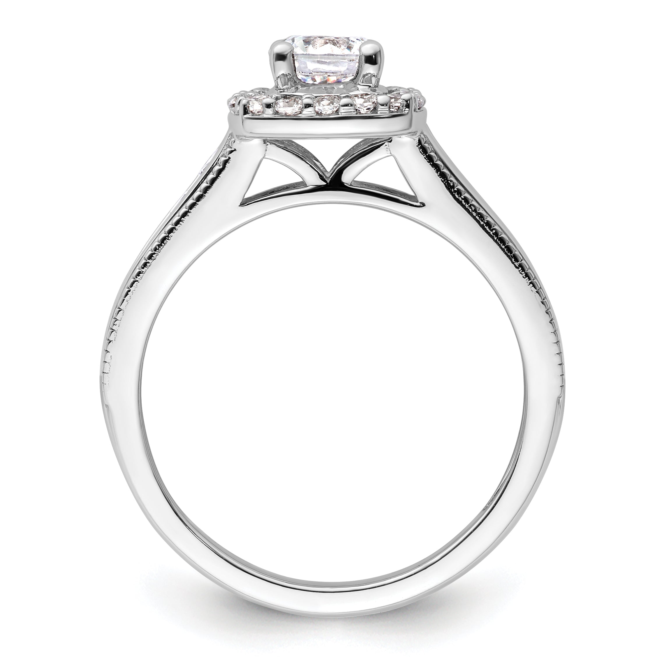 14k White Gold 1 carat Lab Grown Diamond VS/SI+ G+ Round Complete Halo Engagement Ring Secondary image