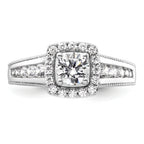 14k White Gold 1 carat Lab Grown Diamond VS/SI+ G+ Round Complete Halo Engagement Ring