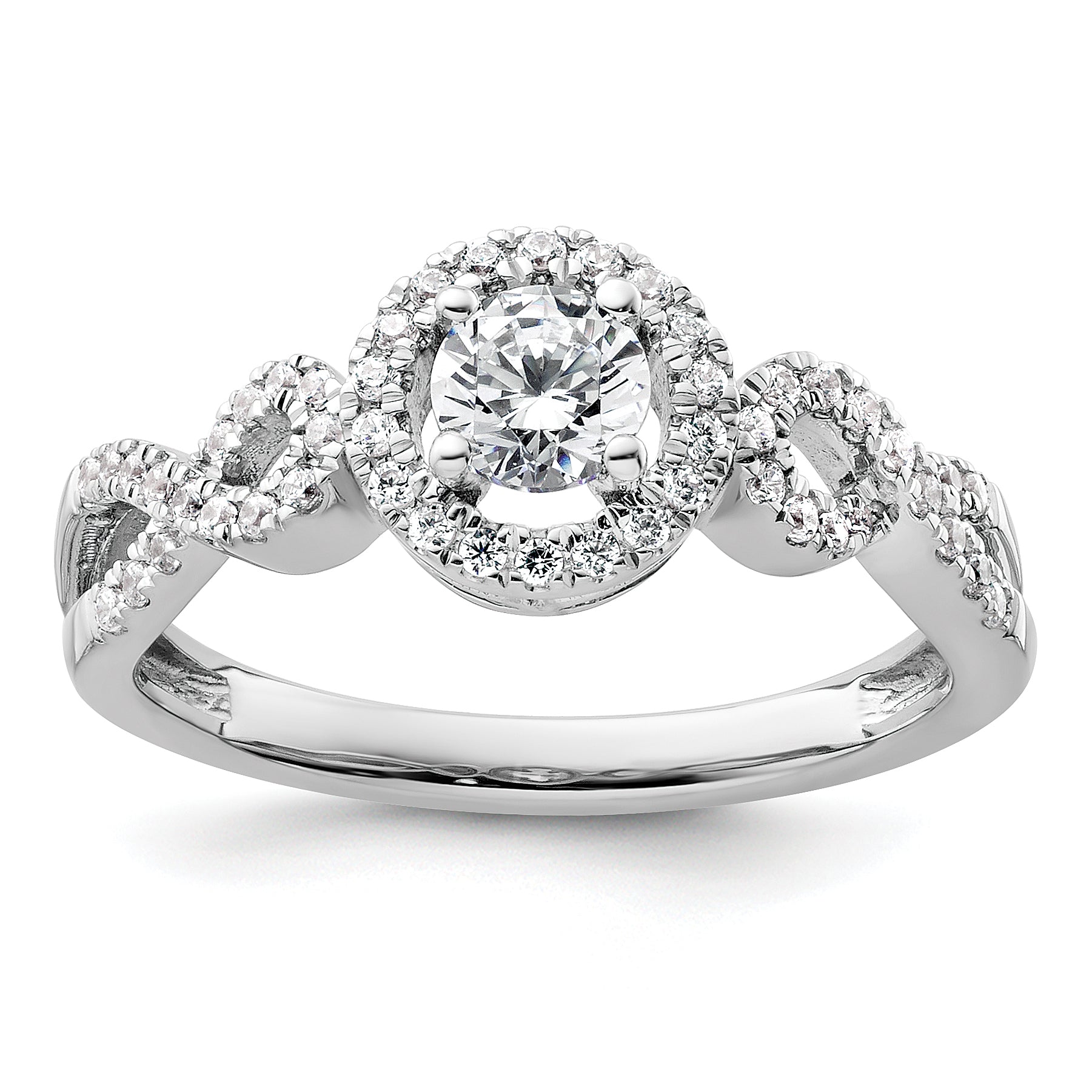 14k White Gold 5/8 carat Lab Grown Diamond VS/SI+ G+ Round Complete Fancy Halo Engagement Ring Main image