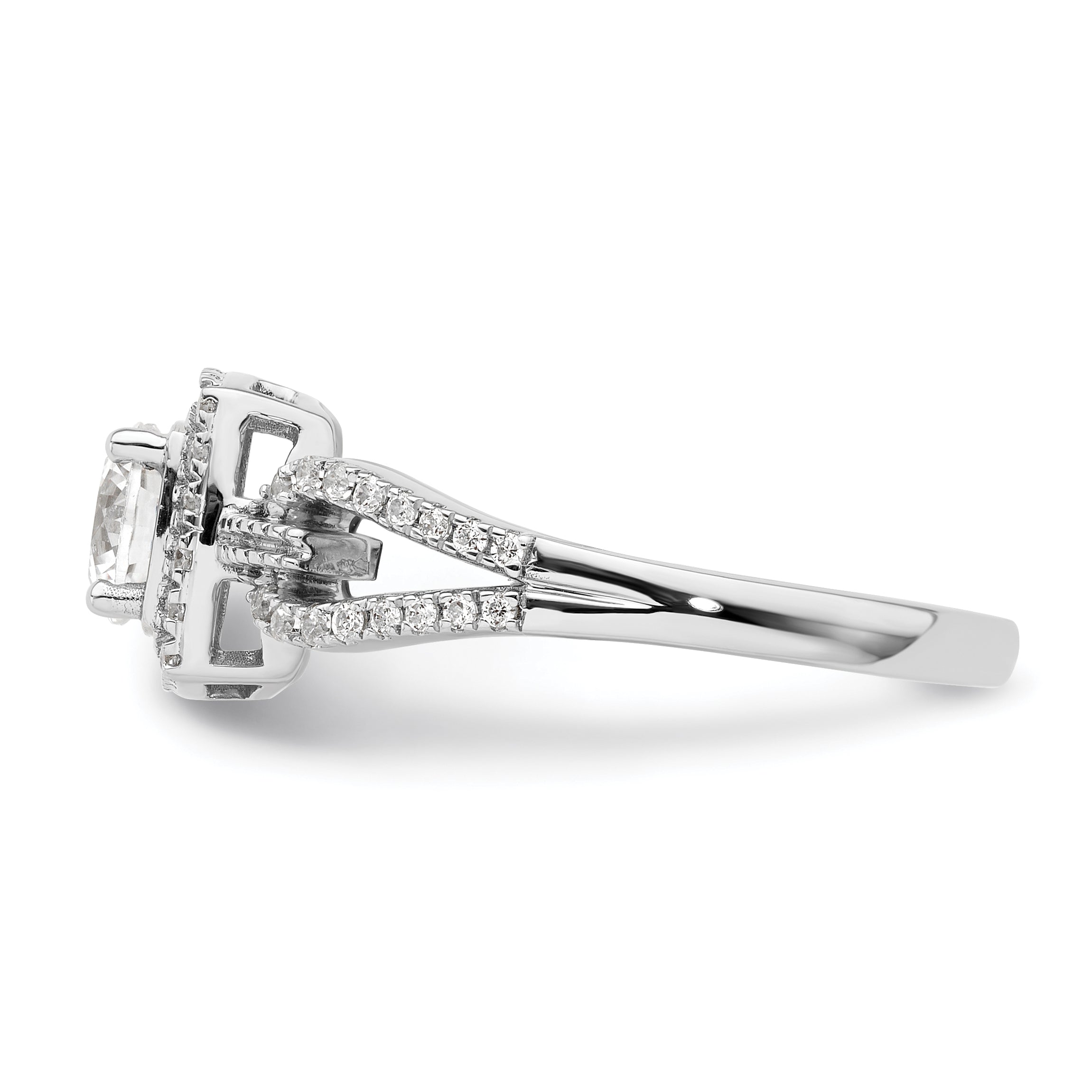 14k White Gold 3/4 carat Lab Grown Diamond VS/SI+ G+ Round Complete Halo Engagement Ring