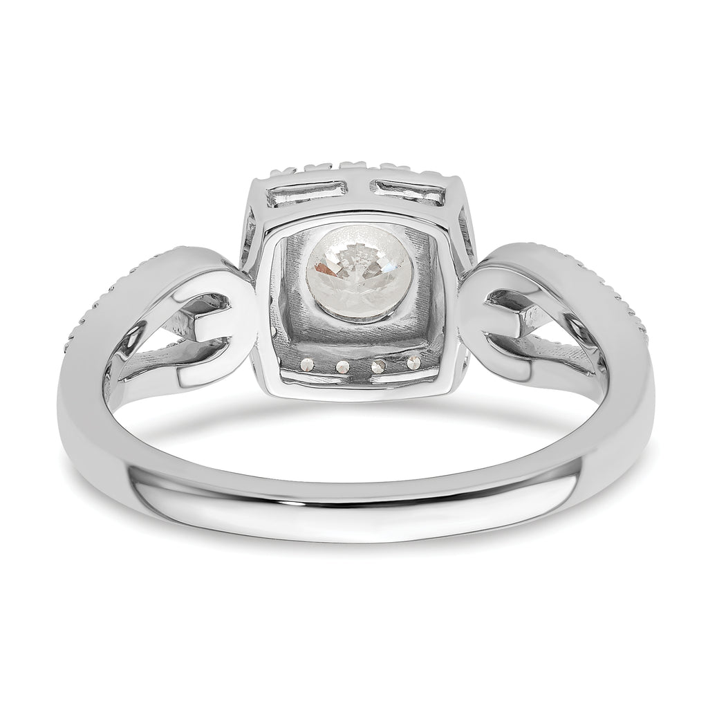 14k White Gold 3/4 carat Lab Grown Diamond VS/SI+ G+ Round Complete Halo Engagement Ring