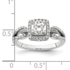 14k White Gold 3/4 carat Lab Grown Diamond VS/SI+ G+ Round Complete Halo Engagement Ring