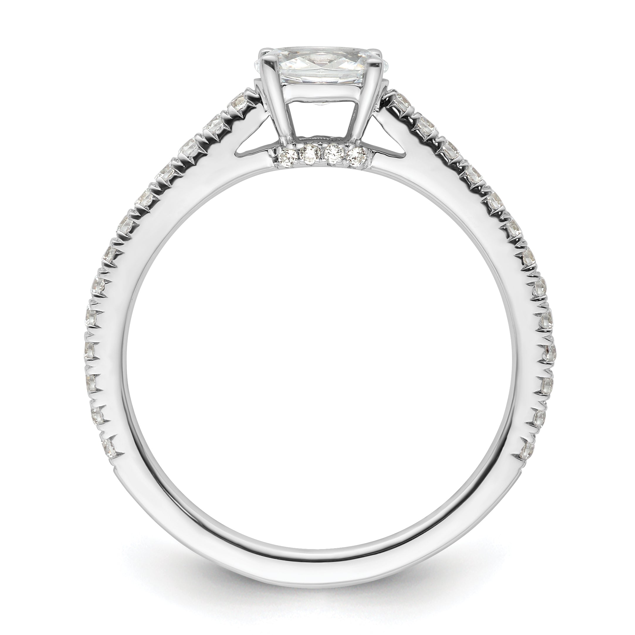 14k White Gold 3/4 carat Lab Grown Diamond VS/SI+ G+ East-West Oval Complete Engagement Ring Secondary image