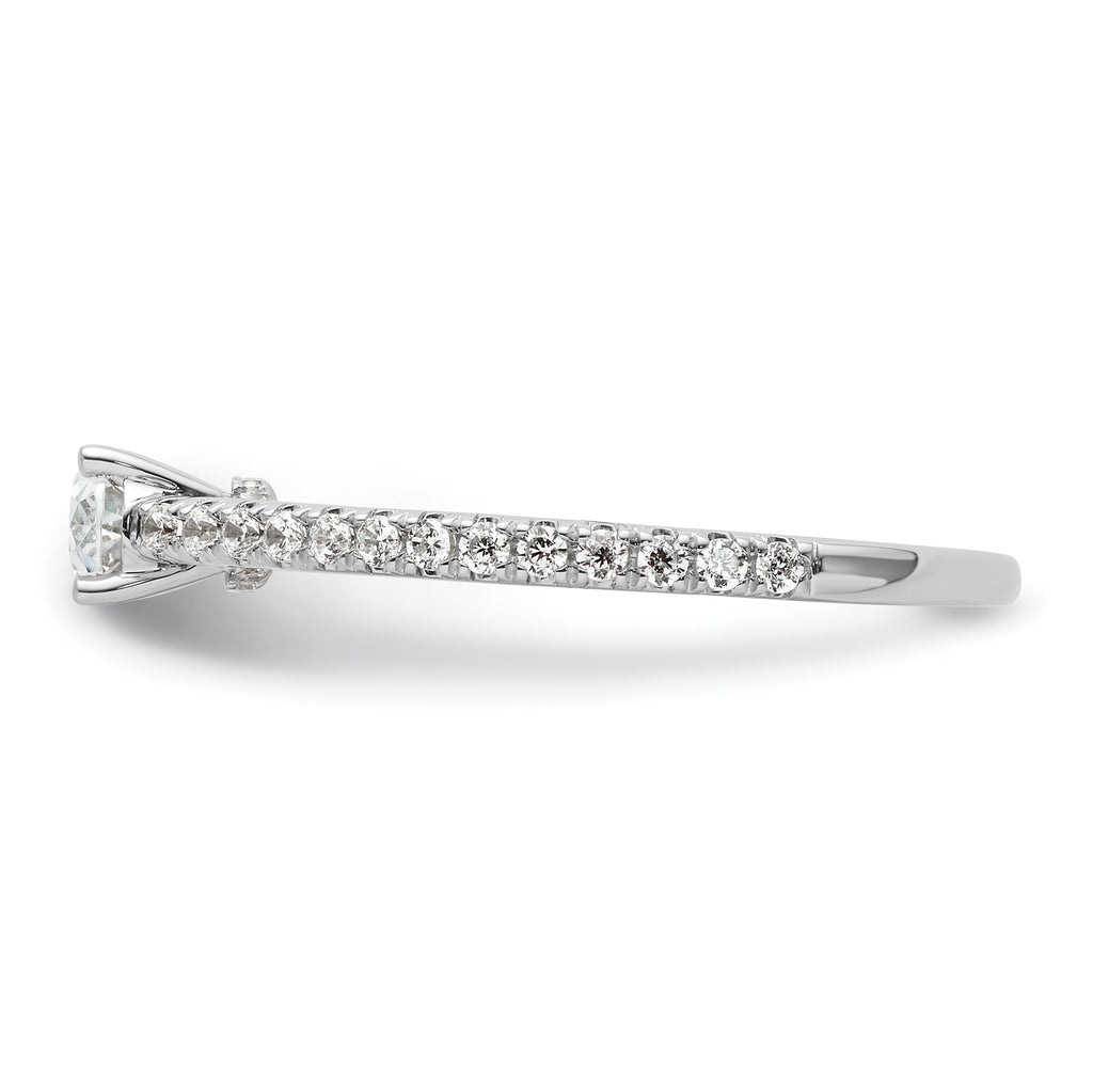 14k White Gold 3/4 carat Lab Grown Diamond VS/SI+ G+ East-West Oval Complete Engagement Ring