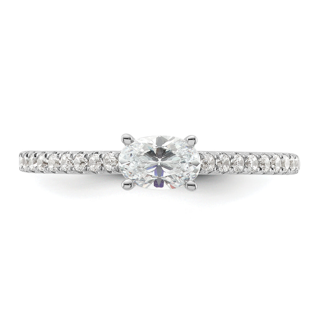 14k White Gold 3/4 carat Lab Grown Diamond VS/SI+ G+ East-West Oval Complete Engagement Ring