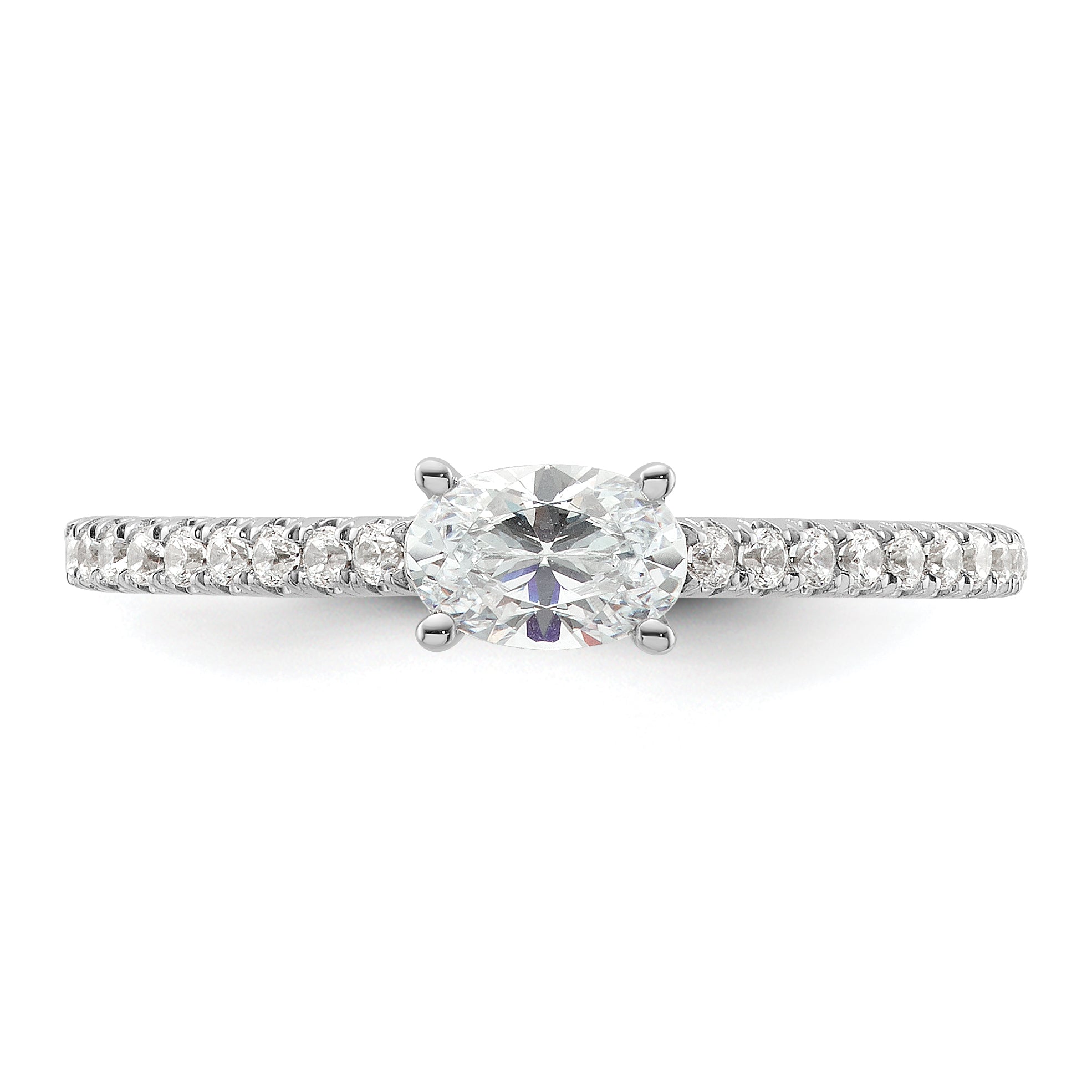 14k White Gold 3/4 carat Lab Grown Diamond VS/SI+ G+ East-West Oval Complete Engagement Ring