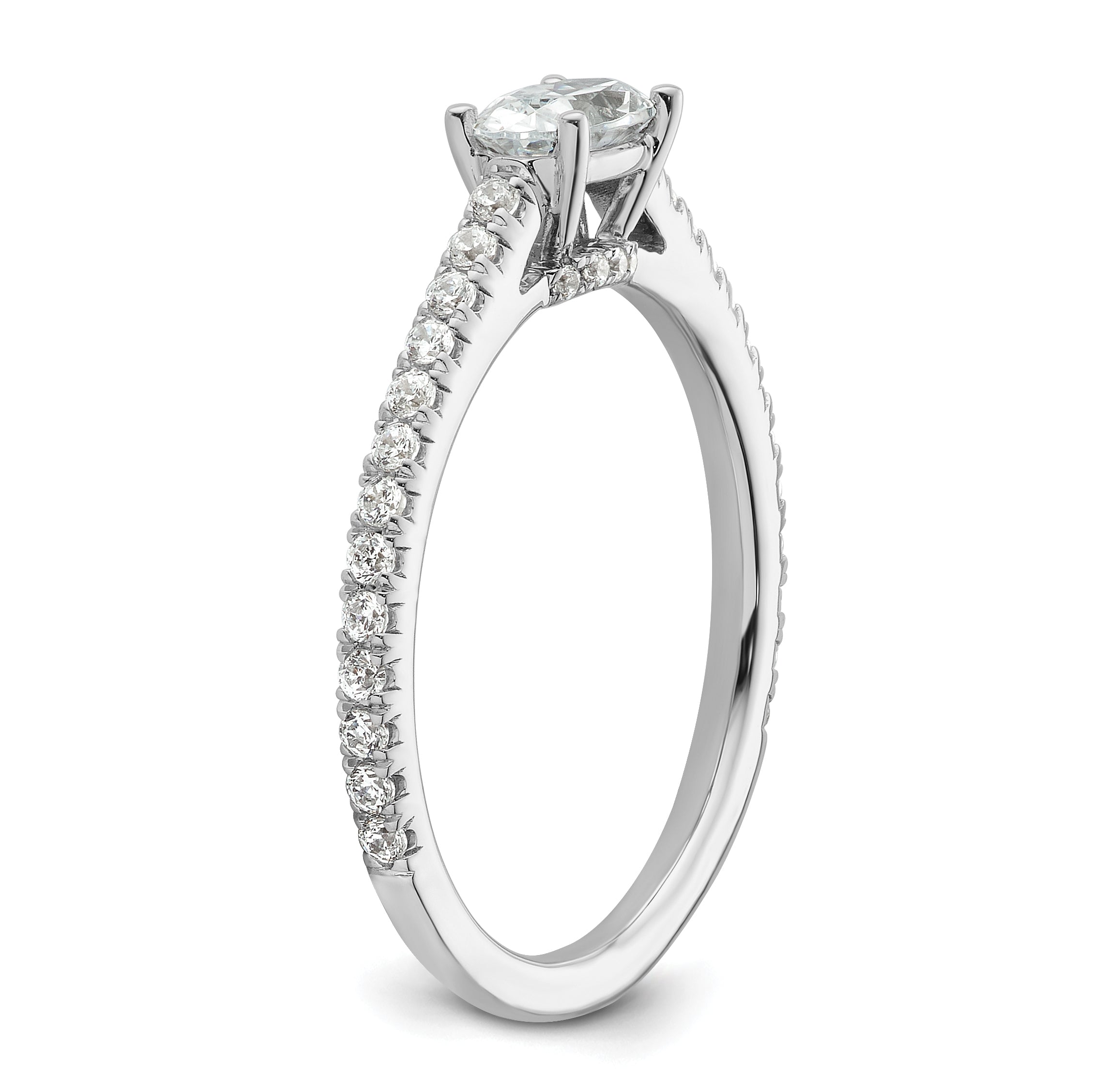 14k White Gold 3/4 carat Lab Grown Diamond VS/SI+ G+ East-West Oval Complete Engagement Ring