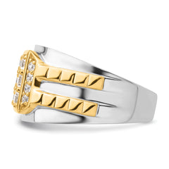 14k Two-Tone 1 1/5 carat Lab Grown Diamond VS/SI+ G+ Men's Ring