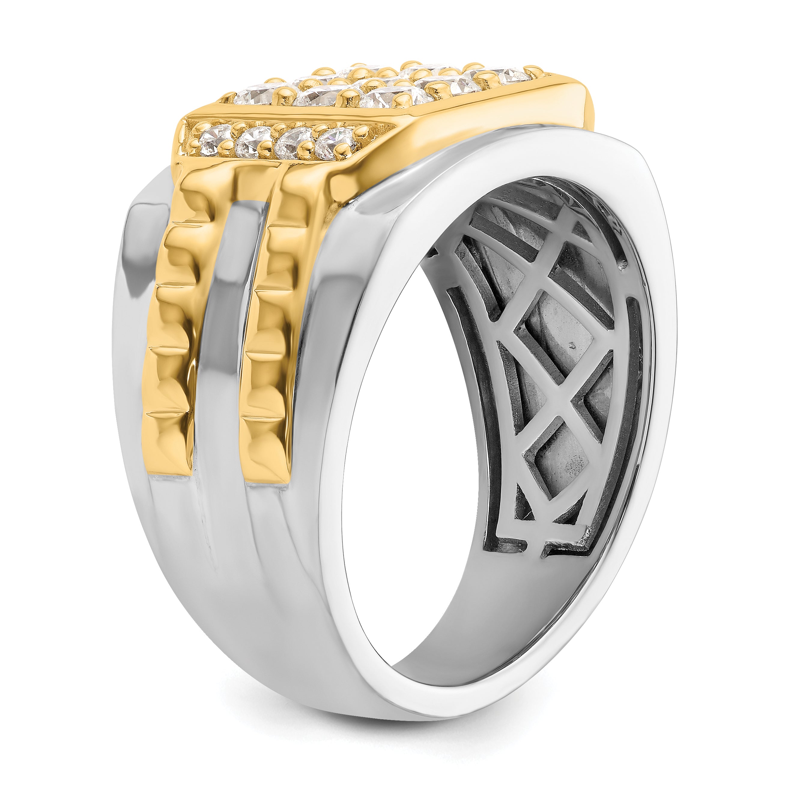 14k Two-Tone 1 1/5 carat Lab Grown Diamond VS/SI+ G+ Men's Ring