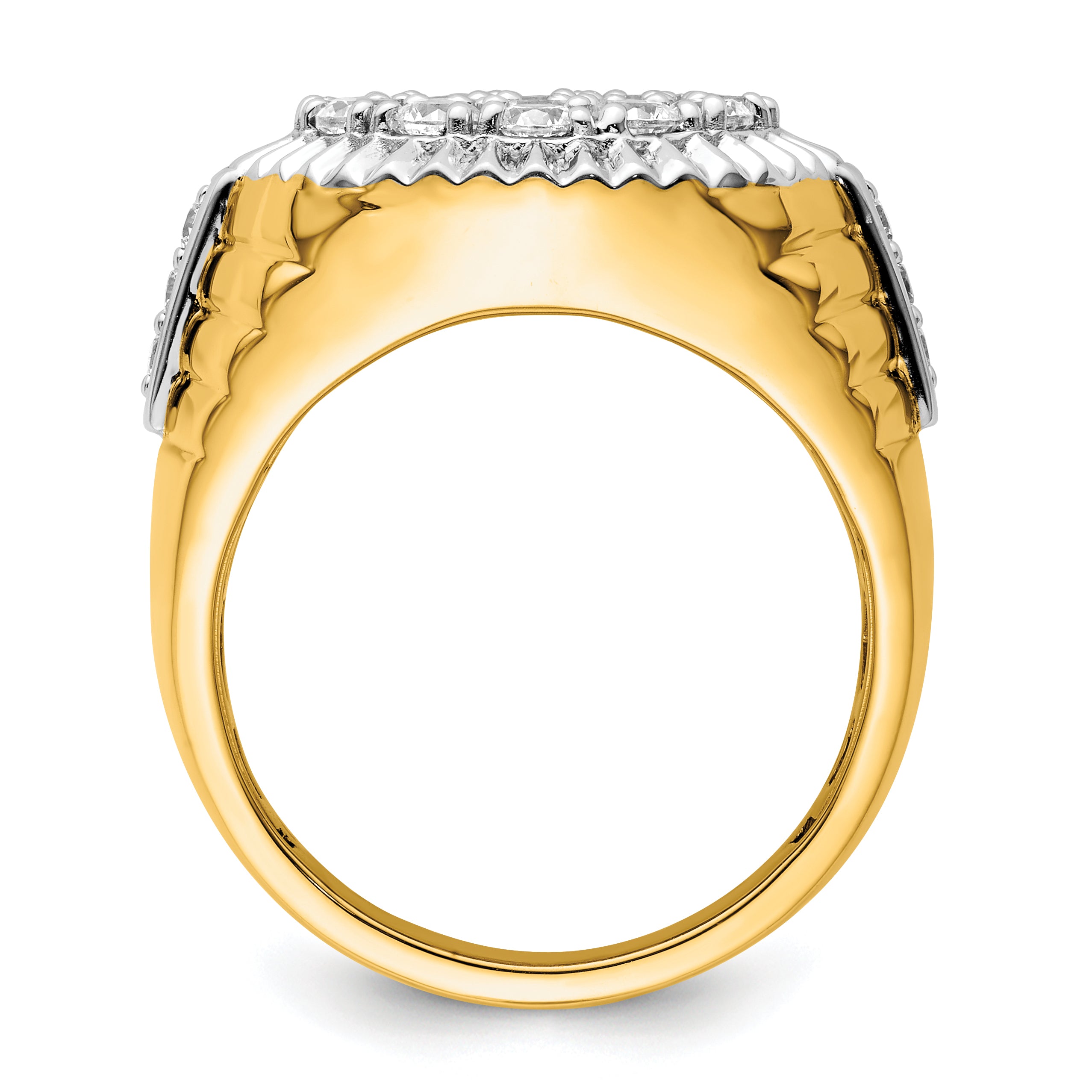 10k Two-Tone 2 carat Lab Grown Diamond VS/SI+ G+ Complete Men's Cluster Ring Secondary image