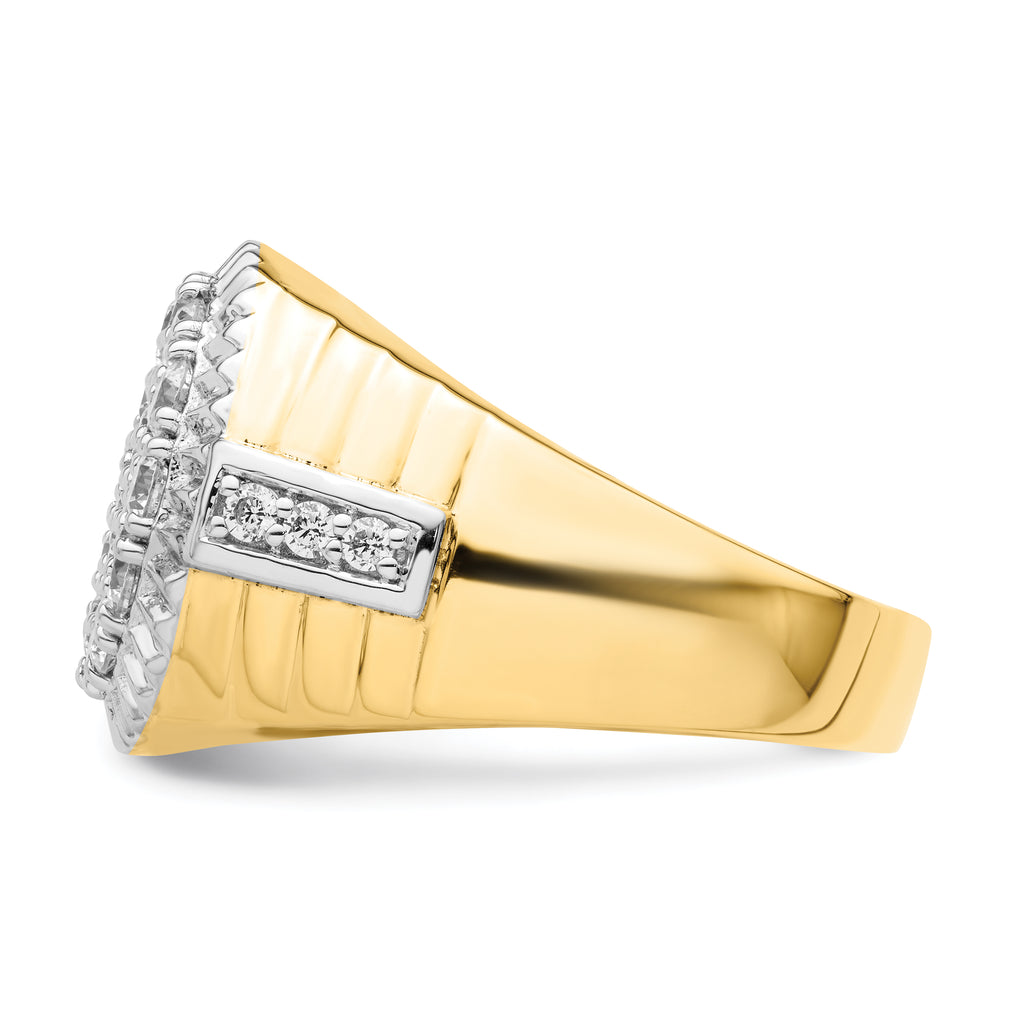 10k Two-Tone 2 carat Lab Grown Diamond VS/SI+ G+ Complete Men's Cluster Ring