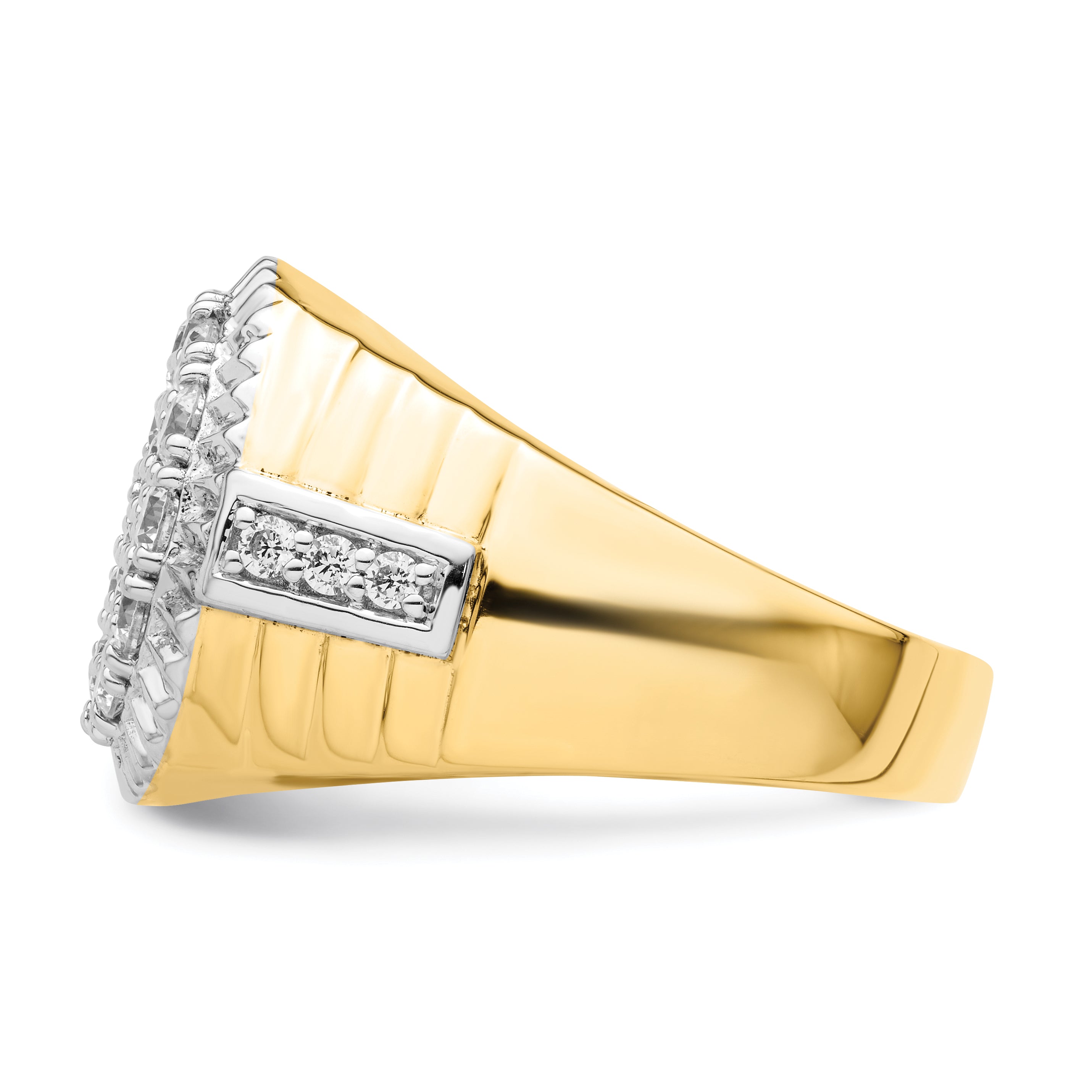 10k Two-Tone 2 carat Lab Grown Diamond VS/SI+ G+ Complete Men's Cluster Ring