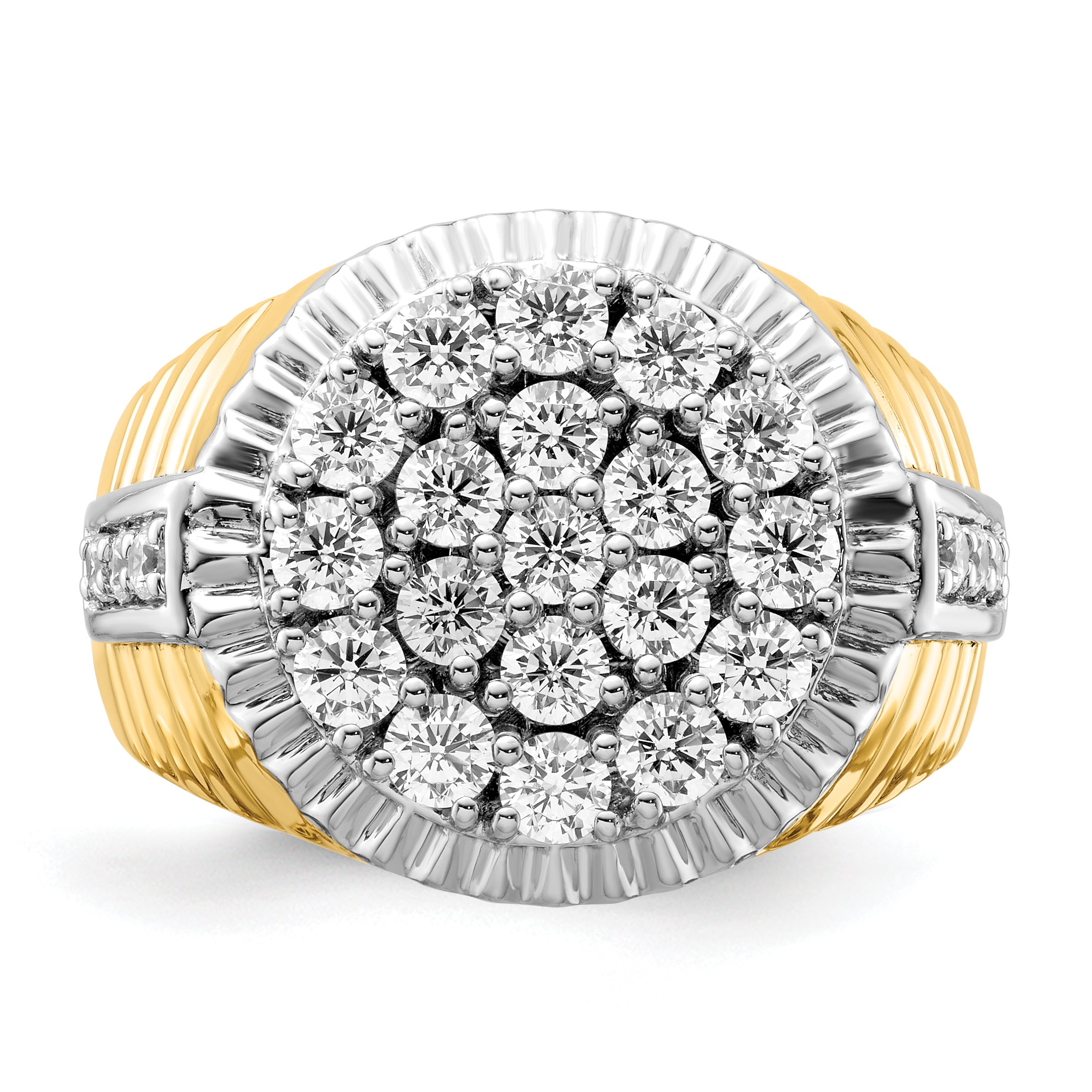 10k Two-Tone 2 carat Lab Grown Diamond VS/SI+ G+ Complete Men's Cluster Ring