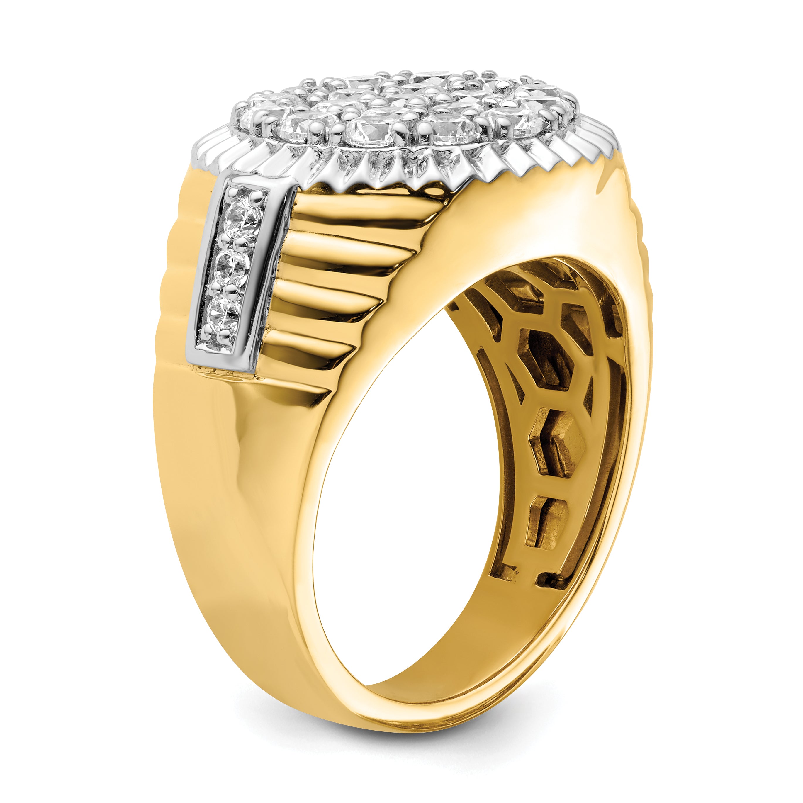 10k Two-Tone 2 carat Lab Grown Diamond VS/SI+ G+ Complete Men's Cluster Ring