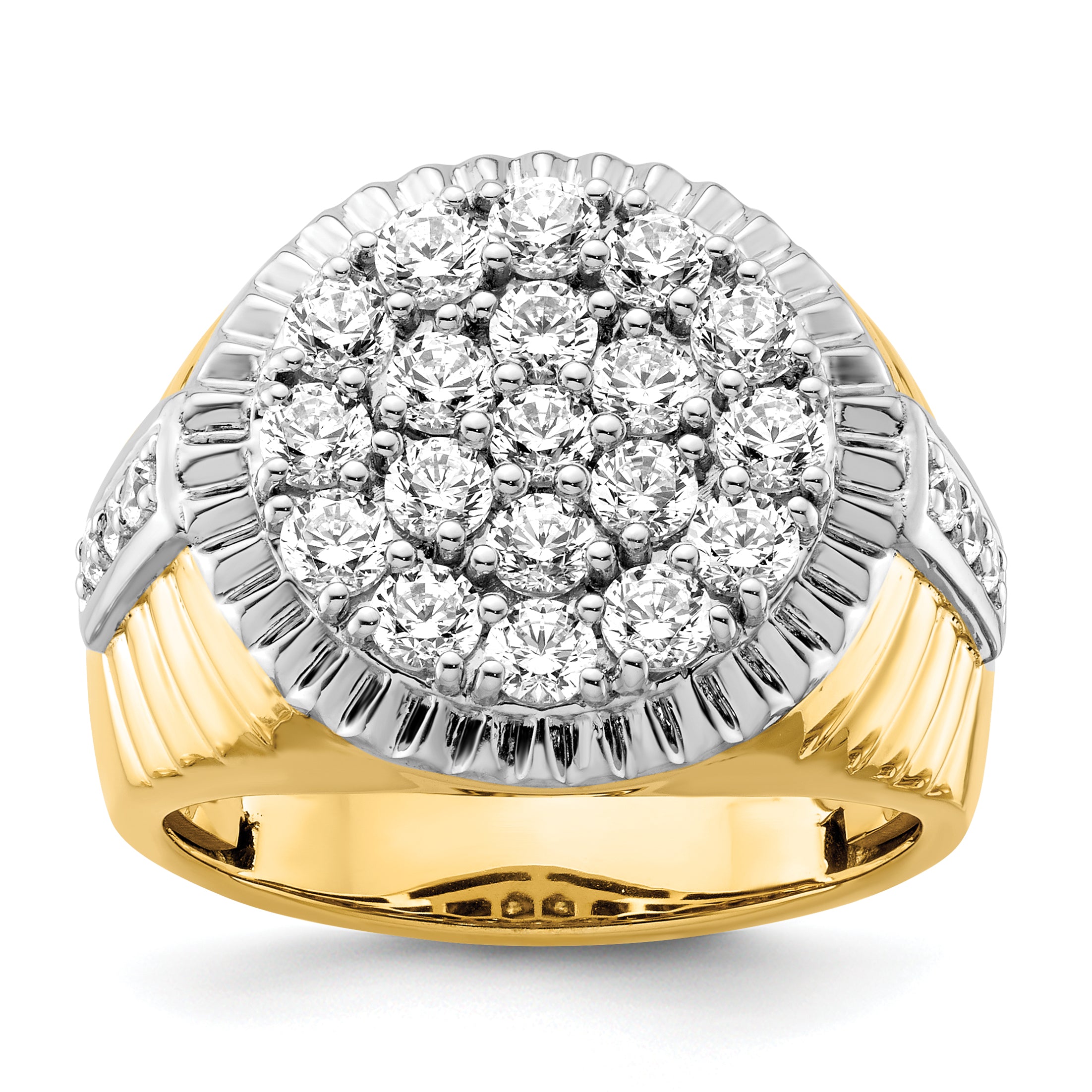 10k Two-Tone 2 carat Lab Grown Diamond VS/SI+ G+ Complete Men's Cluster Ring Main image
