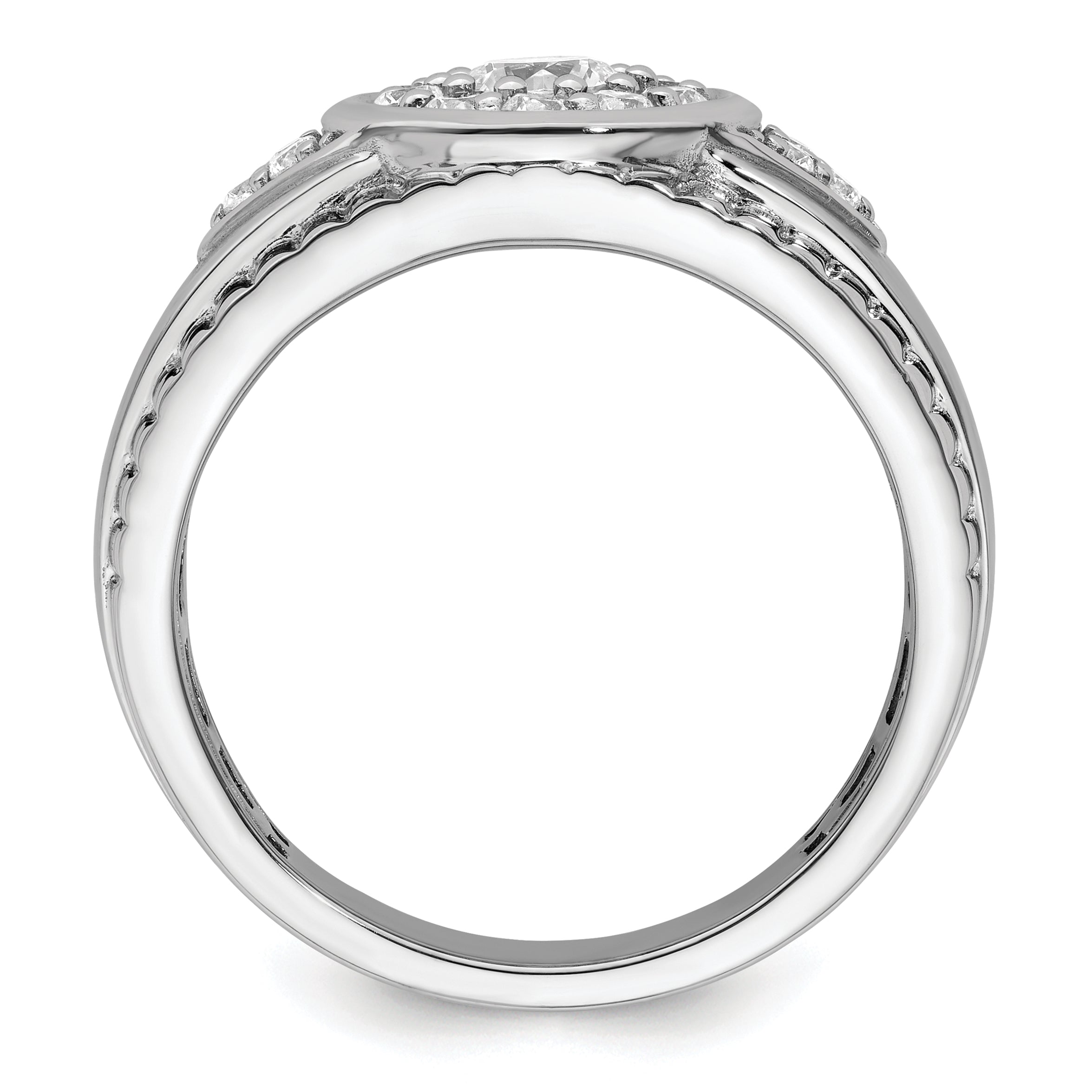 14k White Gold 1 carat Lab Grown Diamond VS/SI+ G+ Complete Men's Cluster Ring