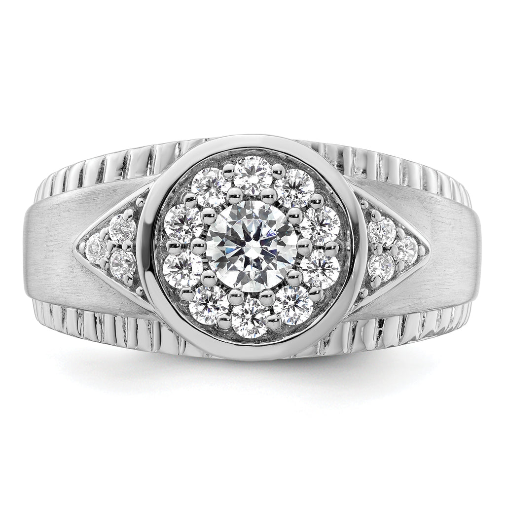 14k White Gold 1 carat Lab Grown Diamond VS/SI+ G+ Complete Men's Cluster Ring