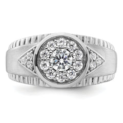 14k White Gold 1 carat Lab Grown Diamond VS/SI+ G+ Complete Men's Cluster Ring