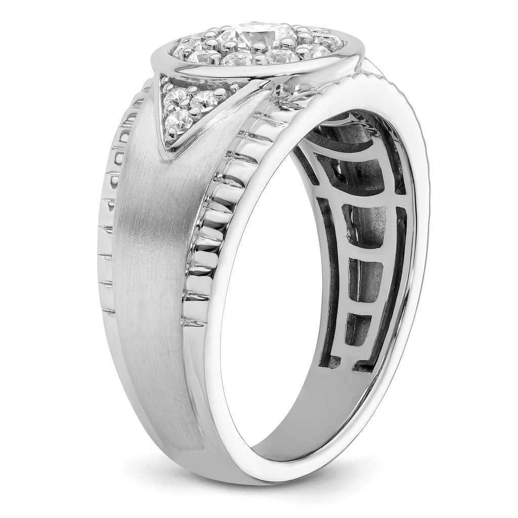14k White Gold 1 carat Lab Grown Diamond VS/SI+ G+ Complete Men's Cluster Ring
