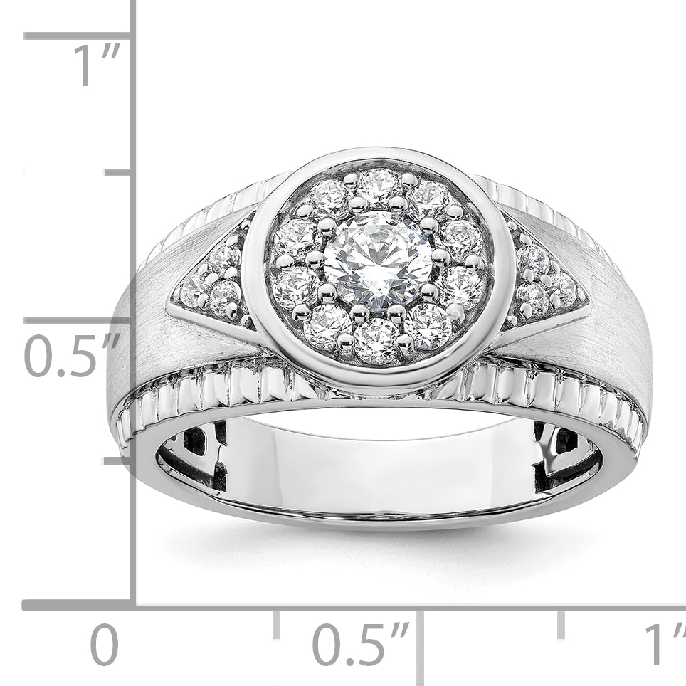 14k White Gold 1 carat Lab Grown Diamond VS/SI+ G+ Complete Men's Cluster Ring