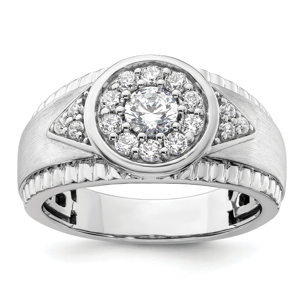 Men's Lab-Grown Diamond Cluster Ring in 14K White Gold, 4.45mm (1 ct. tw.), Size 10 - Sophia Jewelers Main image