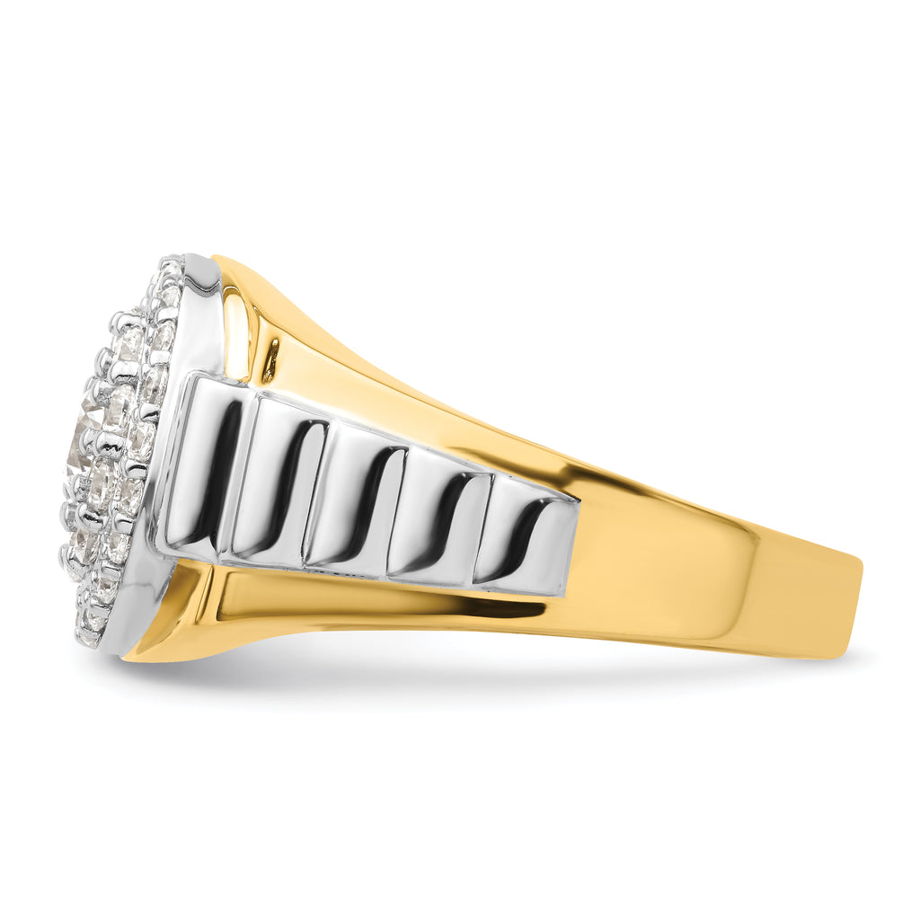 14k Two-Tone 1 1/4 carat Lab Grown Diamond VS/SI+ G+ Complete Cluster Men's Ring