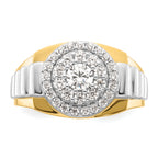 14k Two-Tone 1 1/4 carat Lab Grown Diamond VS/SI+ G+ Complete Cluster Men's Ring