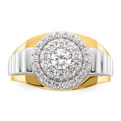 14k Two-Tone 1 1/4 carat Lab Grown Diamond VS/SI+ G+ Complete Cluster Men's Ring