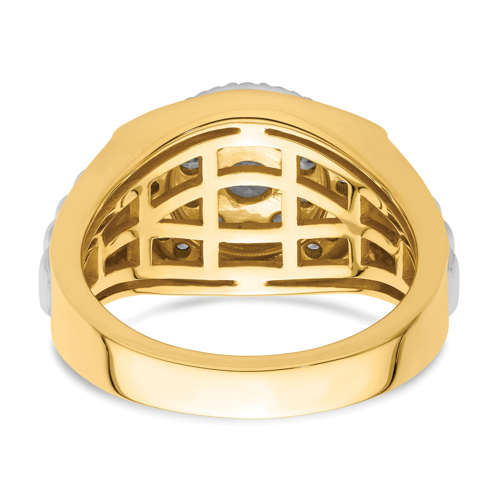 14k Two-Tone 1 1/4 carat Lab Grown Diamond VS/SI+ G+ Complete Cluster Men's Ring