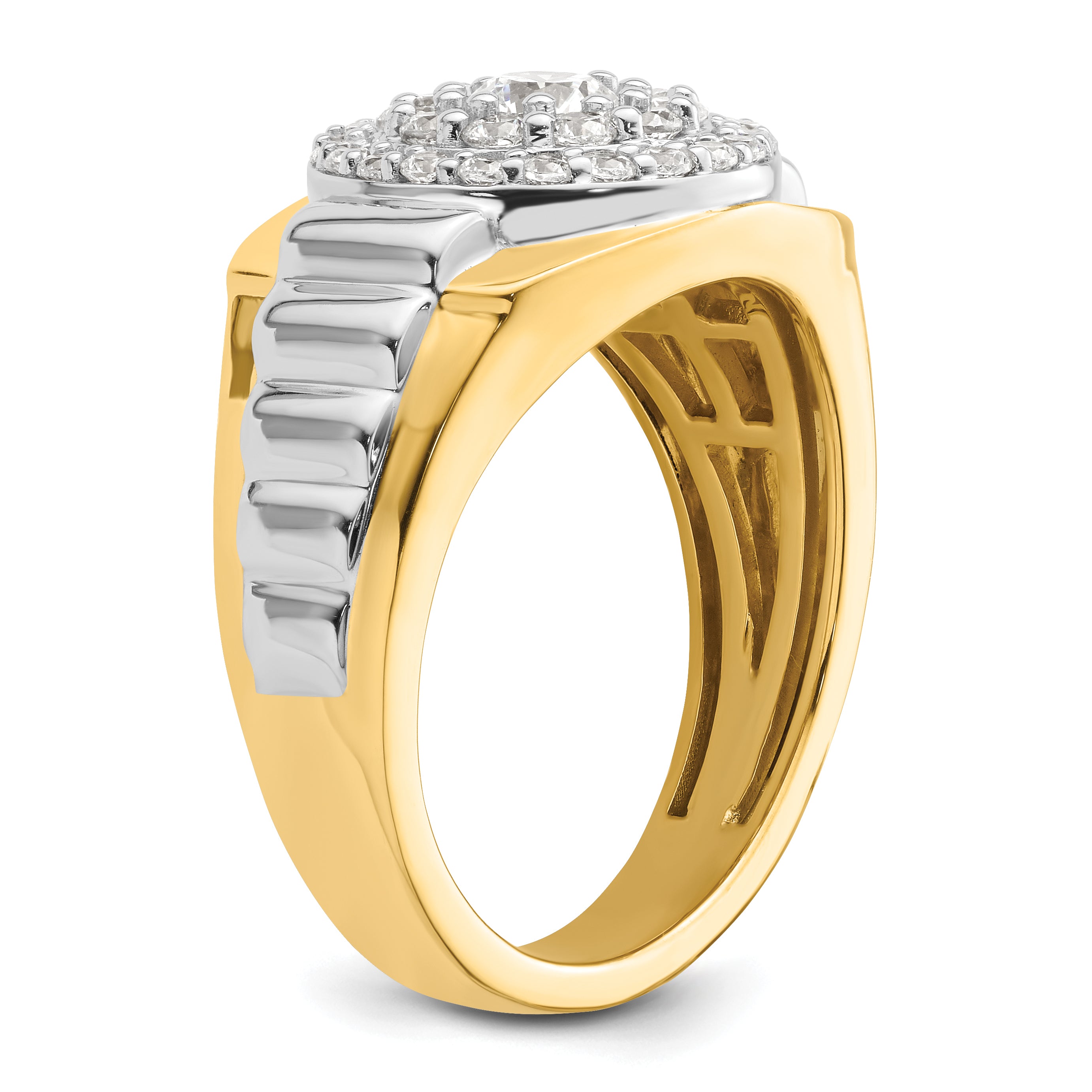 14k Two-Tone 1 1/4 carat Lab Grown Diamond VS/SI+ G+ Complete Cluster Men's Ring