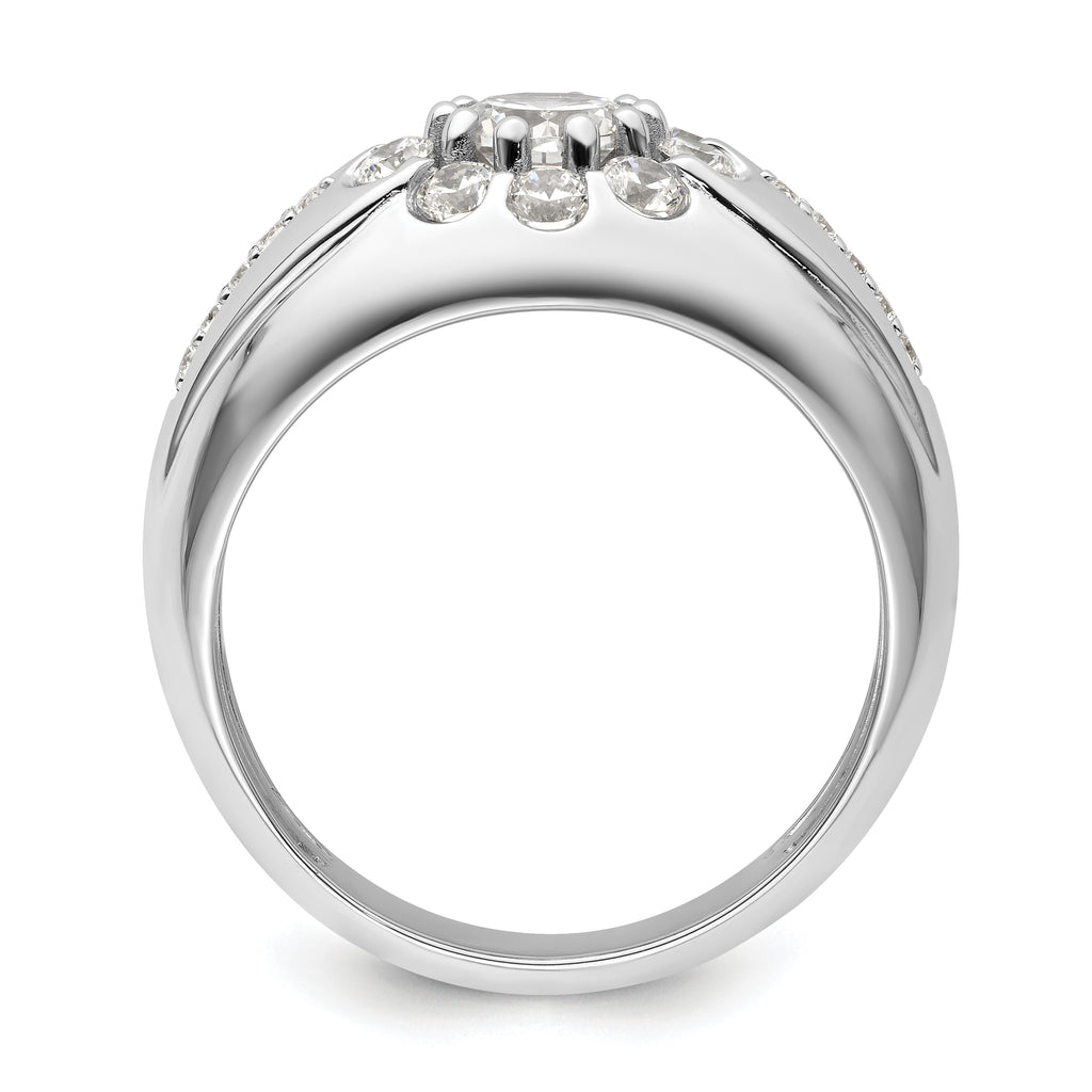 14k White Gold 1 1/2 carat Lab Grown Diamond VS/SI+ G+ Complete Men's Ring