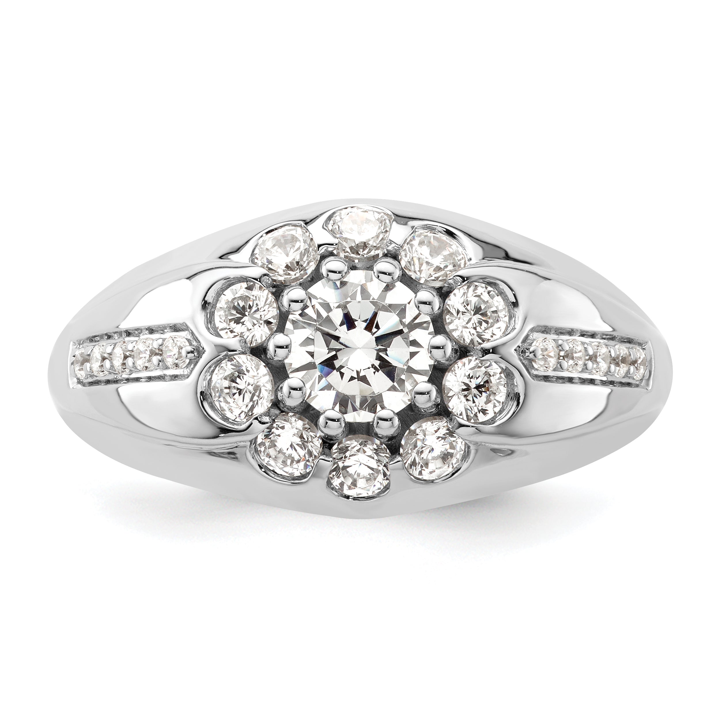 14k White Gold 1 1/2 carat Lab Grown Diamond VS/SI+ G+ Complete Men's Ring