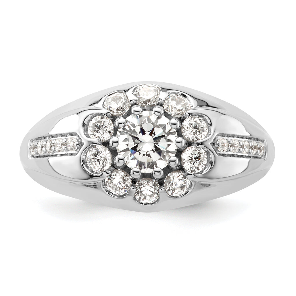 14k White Gold 1 1/2 carat Lab Grown Diamond VS/SI+ G+ Complete Men's Ring