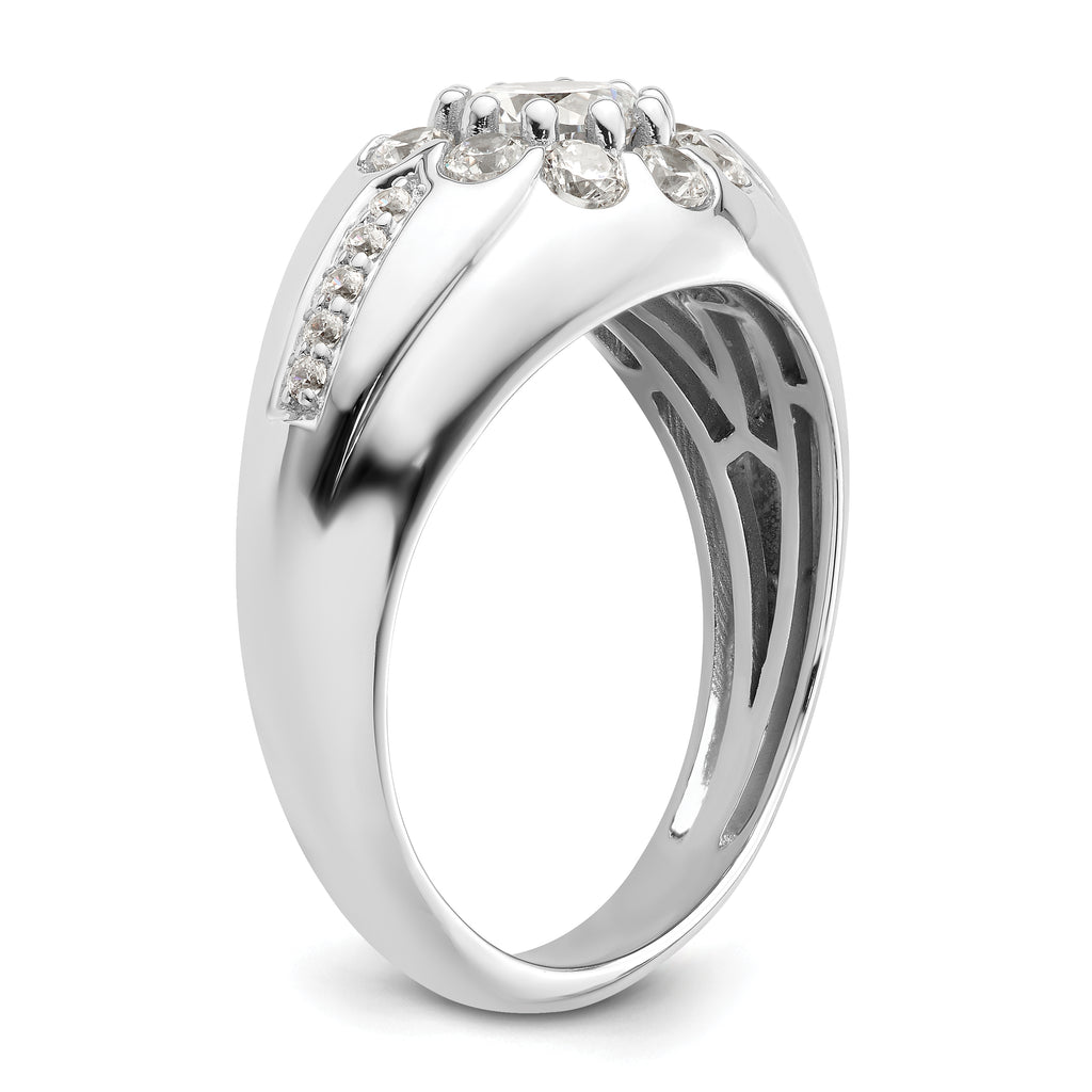 14k White Gold 1 1/2 carat Lab Grown Diamond VS/SI+ G+ Complete Men's Ring