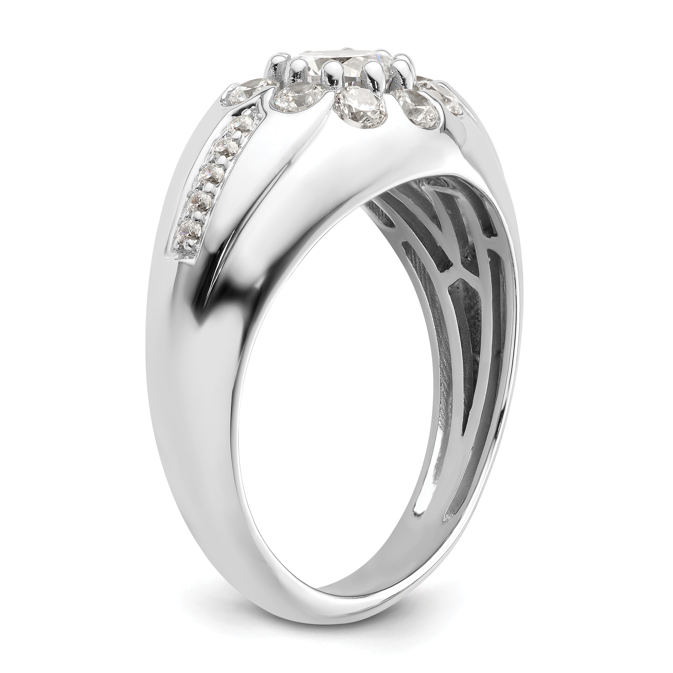 14k White Gold 1 1/2 carat Lab Grown Diamond VS/SI+ G+ Complete Men's Ring