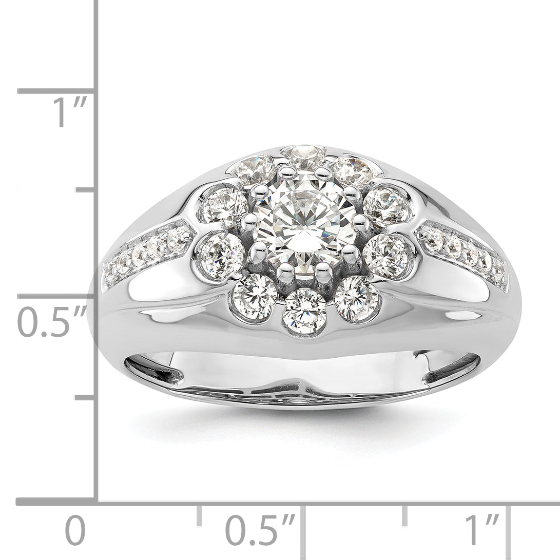 14k White Gold 1 1/2 carat Lab Grown Diamond VS/SI+ G+ Complete Men's Ring